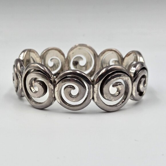 Brighton Vertigo Silver Hinged Swirl Magnetic Close Bangle Bracelet READ - Picture 4 of 7
